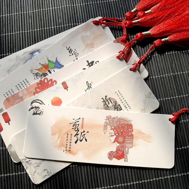 實(shí)力廠家定制中國元素紙質(zhì)復(fù)古書簽 古風(fēng)古典精美流蘇中國風(fēng)書簽