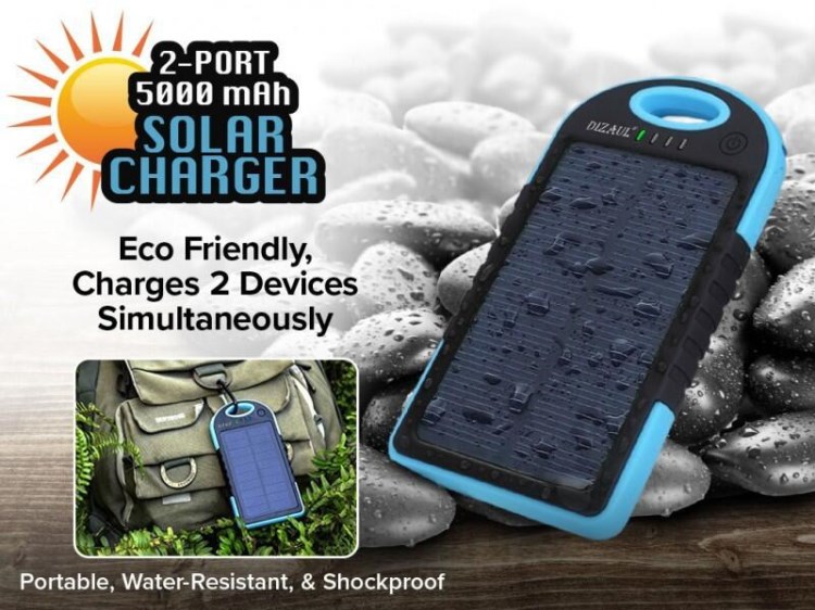 2-Port 5000 MAh Solar Charger 太陽能移動(dòng)電源 充電寶  TV新品