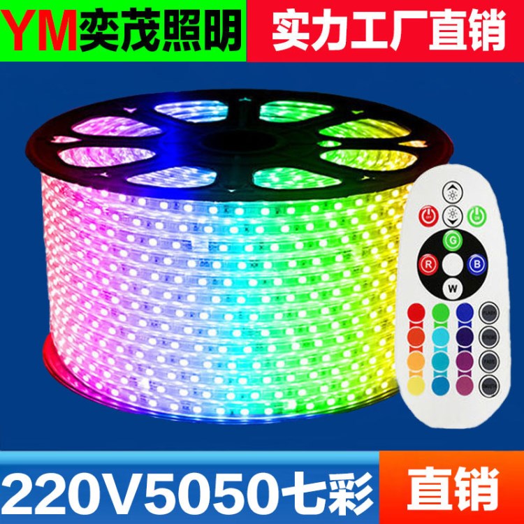 led燈帶5050戶外防水七彩燈條廠家直銷220vRGB高壓線條彩色燈