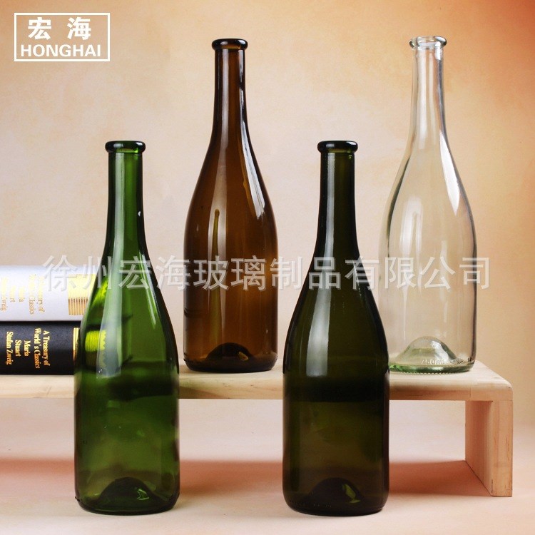 批發(fā)綠色玻璃紅酒瓶750ml 大肚葡萄酒瓶 香檳酒瓶可加工定制