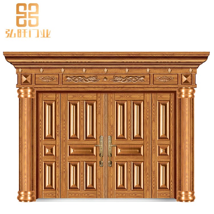 豪华别墅四开仿铜门定做 进户门防盗门 别墅院门四开子母门