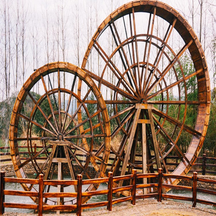 園林工程制作防腐木風(fēng)車(chē)水車(chē)大型戶(hù)外景觀(guān)水車(chē)鐵木結(jié)合水車(chē)風(fēng)水輪