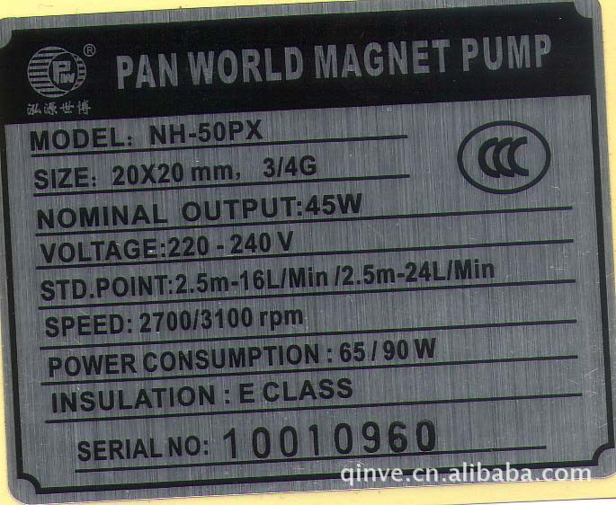 泓源世博磁力泵 NH50PX  PANWORLD PUMP