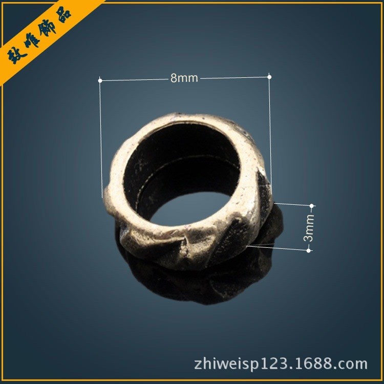 13634鋅合金飾品配件 復(fù)古環(huán)紋大孔珠 DIY飾品配件