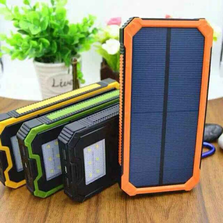外貿(mào)20000mah太陽能移動(dòng)電源 手機(jī)充電寶充電器登山扣路營燈