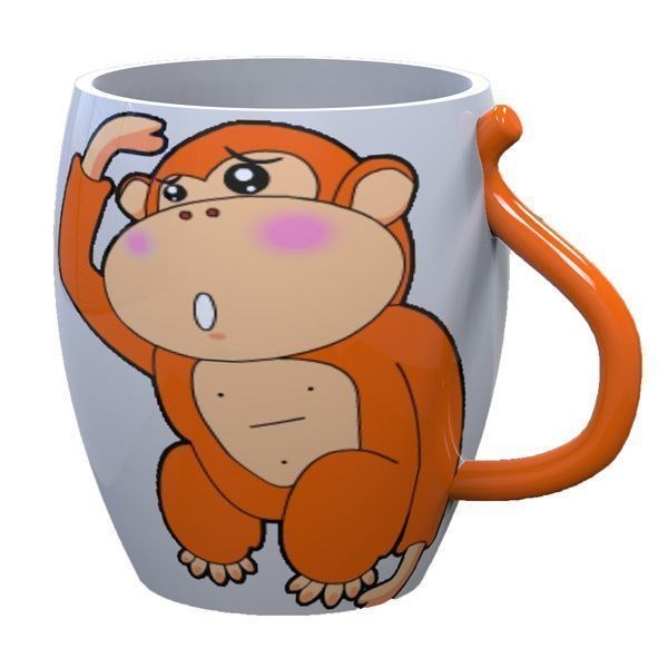 马克杯卡通猴可印照片陶瓷马克水杯子diy定制logo图案