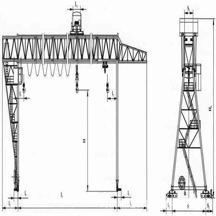 行車(chē)40~60噸 42米工程用單主梁吊鉤門(mén)式起重機(jī) 龍門(mén)吊 門(mén)機(jī)