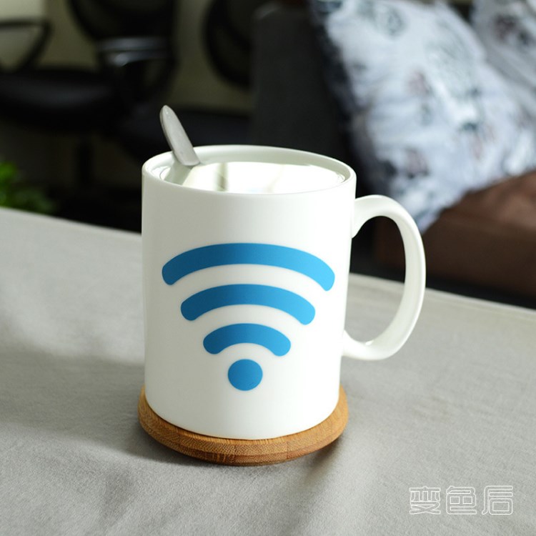 WIFI信号变色杯 信号格咖啡杯早 红绿灯 HOT变色杯一件代发