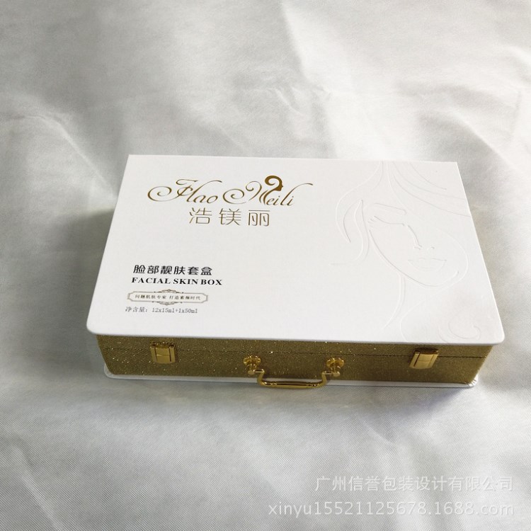 皮盒化妆品 青梅化妆品包装套盒 PU皮把手化妆品盒 厂家