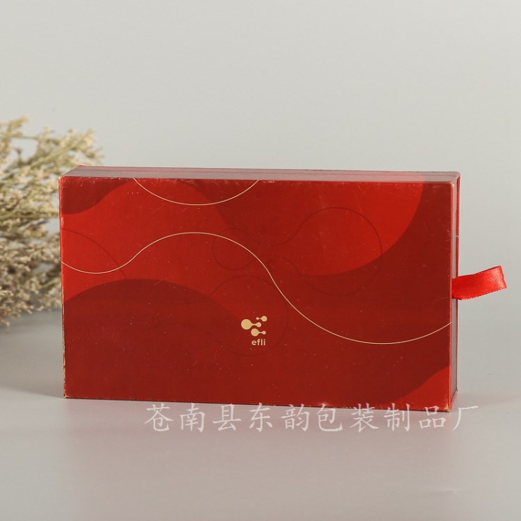 紅色長(zhǎng)方形抽屜盒定做logo通用內(nèi)衣褲禮品包裝盒抽屜式禮盒