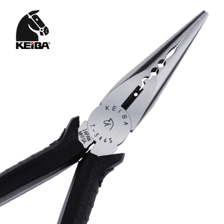 KEIBA日本馬牌剪鉗T-346S多用6寸電工尖嘴鉗 帶剝線壓線功能