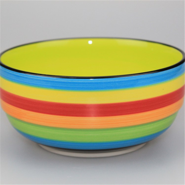 紫宸陶瓷14绿色釉瓷餐具7寸韩式碗家用大号面碗汤碗