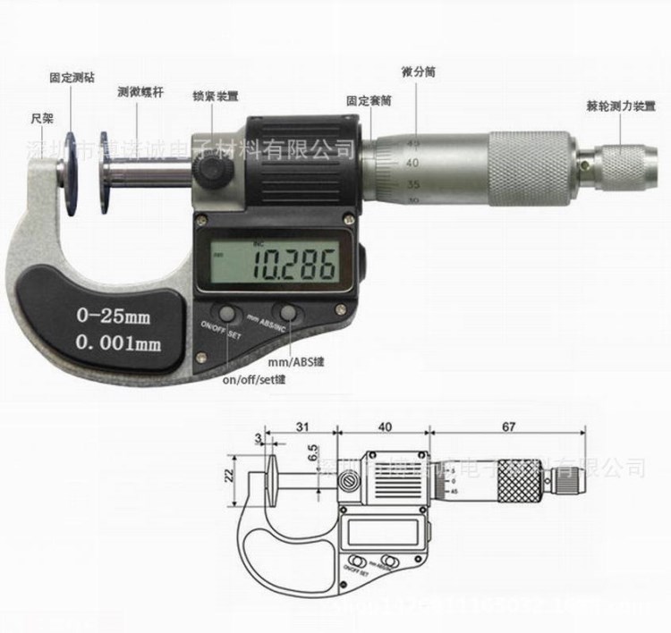 批发供应 广陆数显千分尺0-25mm/0.001mm