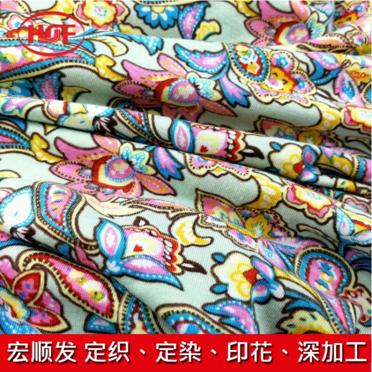 批量生产 深圳全棉印花 diy服装印花 梭织布印花加工 针织印花布