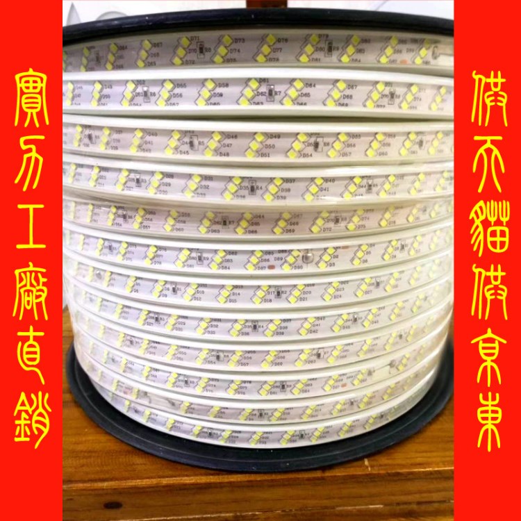 led灯带5050RGB防水高压5730LED贴片柔性软灯条2835双排三排220V