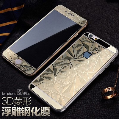 for iphone6s Plus菱形电镀钢化玻璃膜苹果se前后3D钻石纹钢化膜