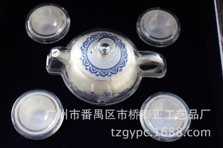 泰像銀s999足銀笑臉佛銀茶具商務(wù)禮品銀青花銀茶杯茶壺包郵