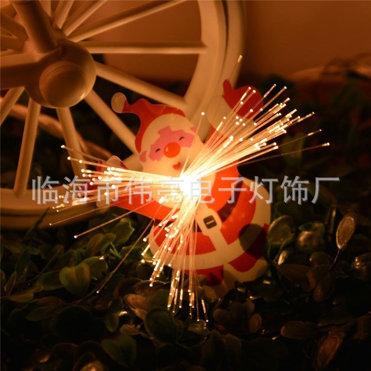 LED電池盒串燈 仿真光纖圣誕老人燈串  pvc塑料閃光彩燈