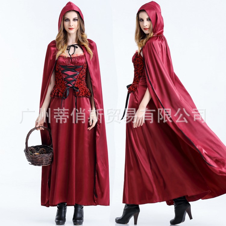 万圣节角色扮演邪恶小红帽服装Little red riding hood长披风服装