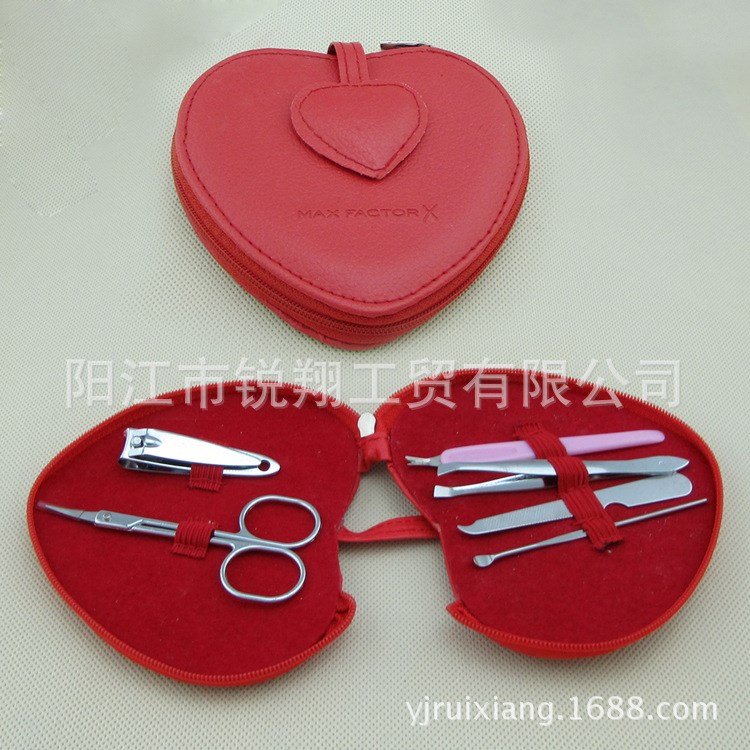 心形女士贈品修容組 美容修甲工具套裝 指甲剪個(gè)人護(hù)理套裝