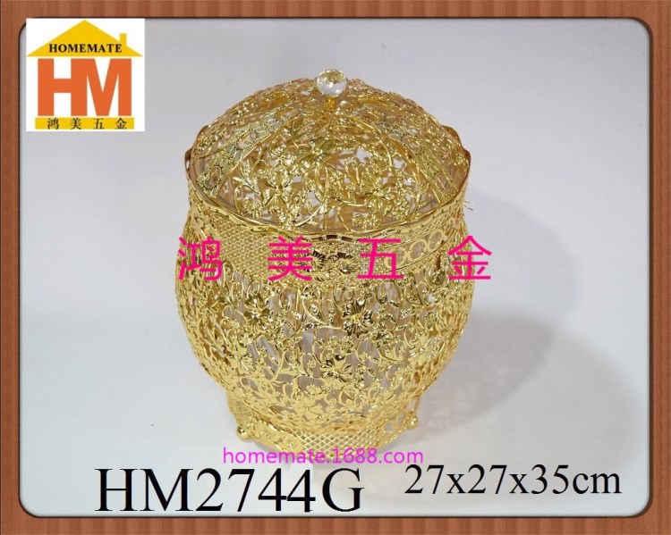 豪華花瓶形手工垃圾桶帶寶石蓋arabi dusty bin酒店豪宅