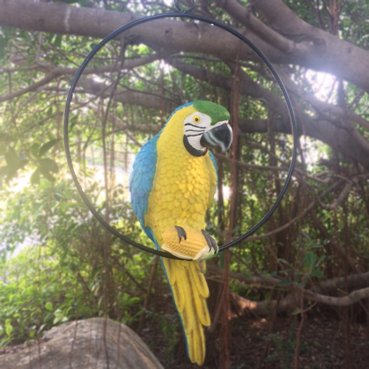 仿真樹脂鸚鵡創(chuàng)意動物鸚鵡掛件花園庭院客廳戶外園林雕塑裝飾品