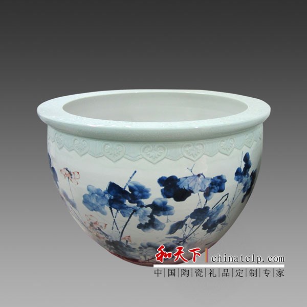 景德鎮(zhèn)陶瓷大缸酒店大堂擺件 開業(yè)禮品大缸風水擺件魚缸鎮(zhèn)宅風水