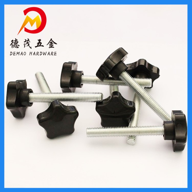 廠家批發(fā) 塑膠手柄螺絲 五角星膠頭螺絲M12*40 碳鋼4.8手柄螺絲