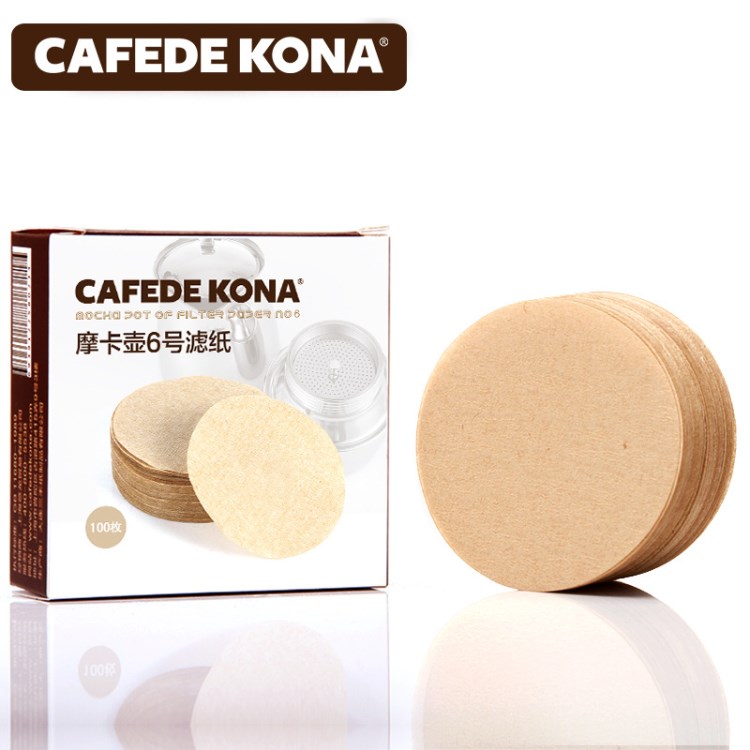 CAFEDE KONA濾紙 冰滴壺摩卡壺100片木質(zhì)纖維過(guò)濾紙 6號(hào)濾紙