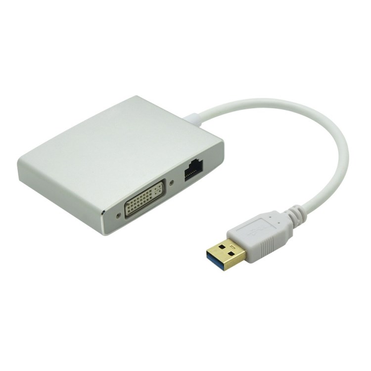 USB轉(zhuǎn)VGA+DVI+HDMI+RJ45網(wǎng)卡轉(zhuǎn)換器電腦筆記本通用高清視頻轉(zhuǎn)換器