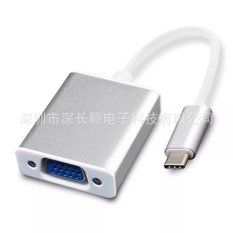 新品type-c轉vga高清轉接線1080P鋁殼USB3.1 Type-C TO VGA視頻線