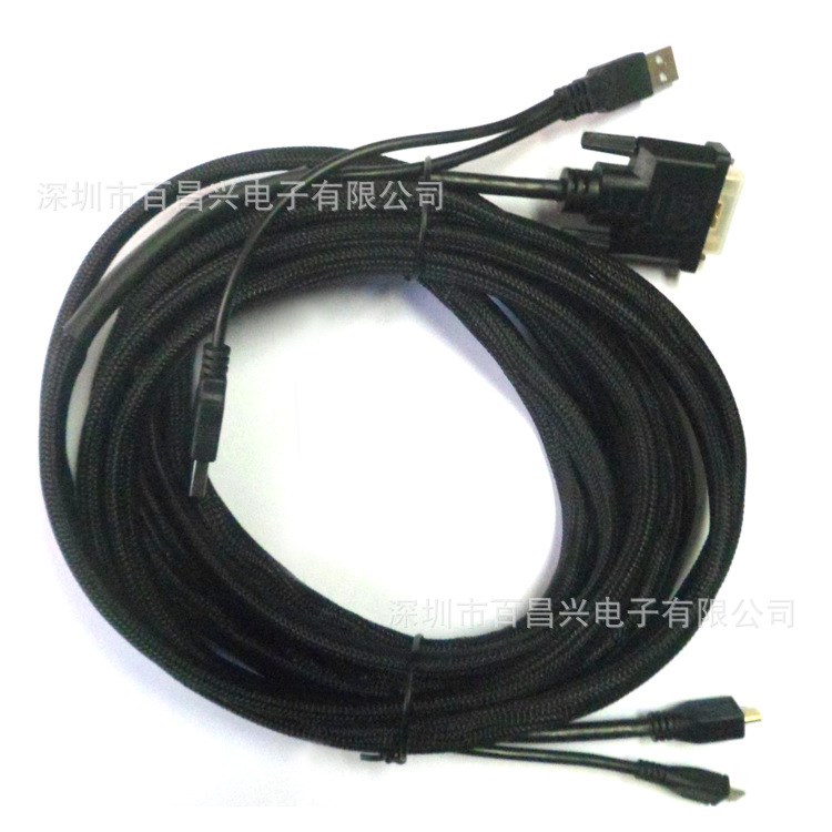 廠家特殊制作連接線(xiàn)DVI+USB雙A公頭/數(shù)據(jù)MK+HDMI 設(shè)備高速高清線(xiàn)