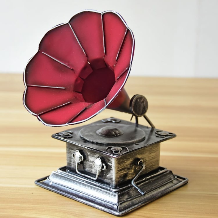 小号复古留声机唱片机 怀旧工艺品桌面装饰摆件 拍摄道具0724