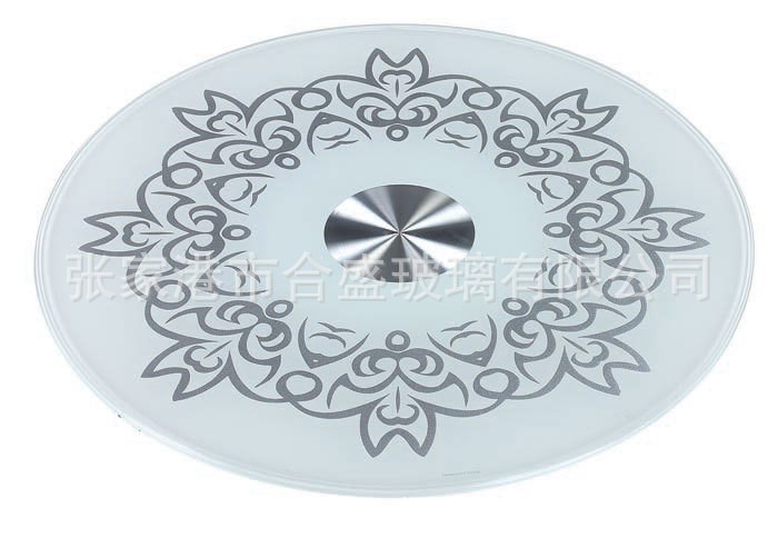10MM白色絲印 圓形鋼化玻璃 茶幾臺面 餐桌臺面 玻璃臺面