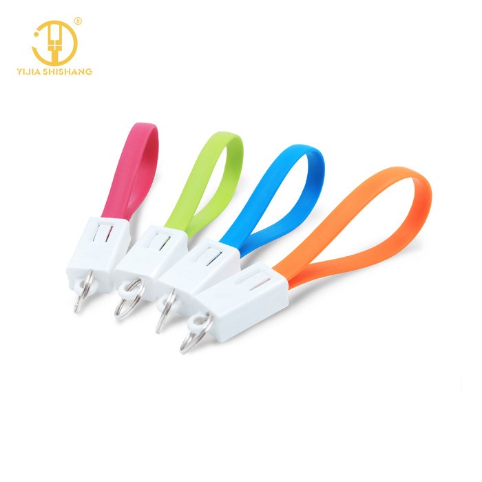 彩色鑰匙扣數據線帶數據傳輸充電掛鑰匙新款電子禮品面條數據線廠