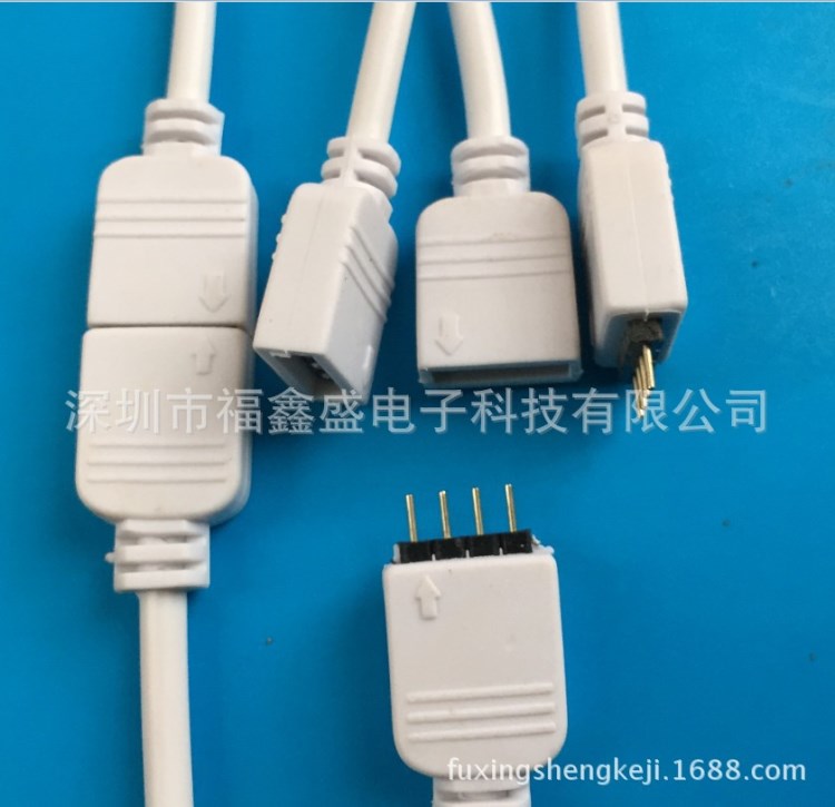 供应圆孔4P公母连接器 LED灯条连接线 控制器插座 RGBW灯条公母头