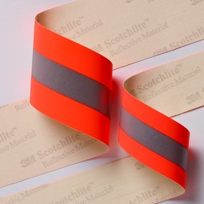 3M阻燃反光布9586熒光橙紅色