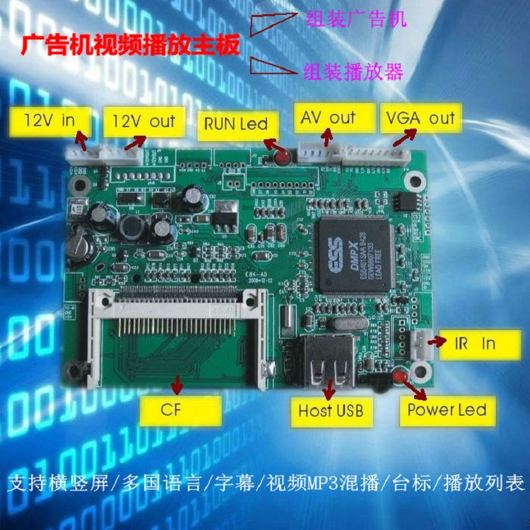 ESS廣告機(jī)解碼板多媒體車載樓宇廣告播放主板組裝廣告機(jī)播放盒板