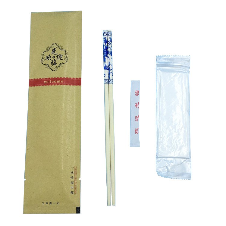 廠家直銷  一次性組合濕巾青花瓷筷子餐具包  可定做批發