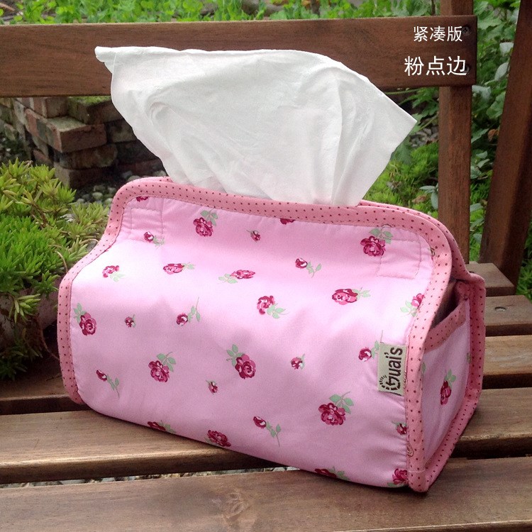 【虧本清倉】清新棉家居布工藝品紙巾盒抽廠家批發(fā)（粉邊碎花）