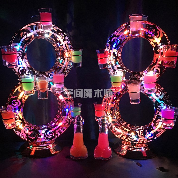 新款創意夜場酒吧KTV發光子彈杯架 88充電沙灘杯雞尾酒杯一口杯架