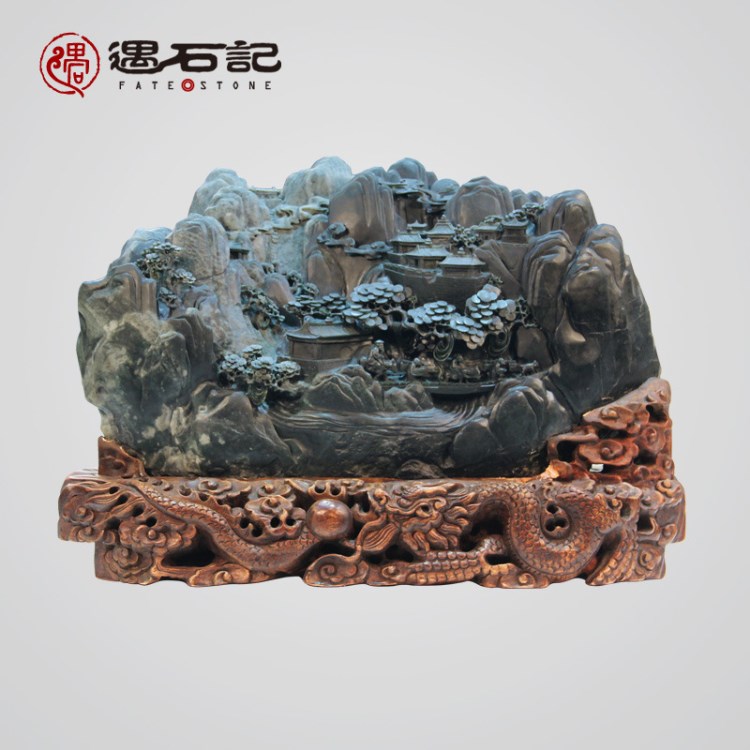 遇石記天然泰山玉雕擺件《泰山勝景》天工獎獎辦公室開業(yè)禮品