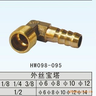 直角寶塔、銅、型號 1/8、1/4、3/8、1/2
