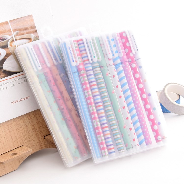 韓國文具 創意碎花小清新十色可愛水筆學習文具中性筆10支裝