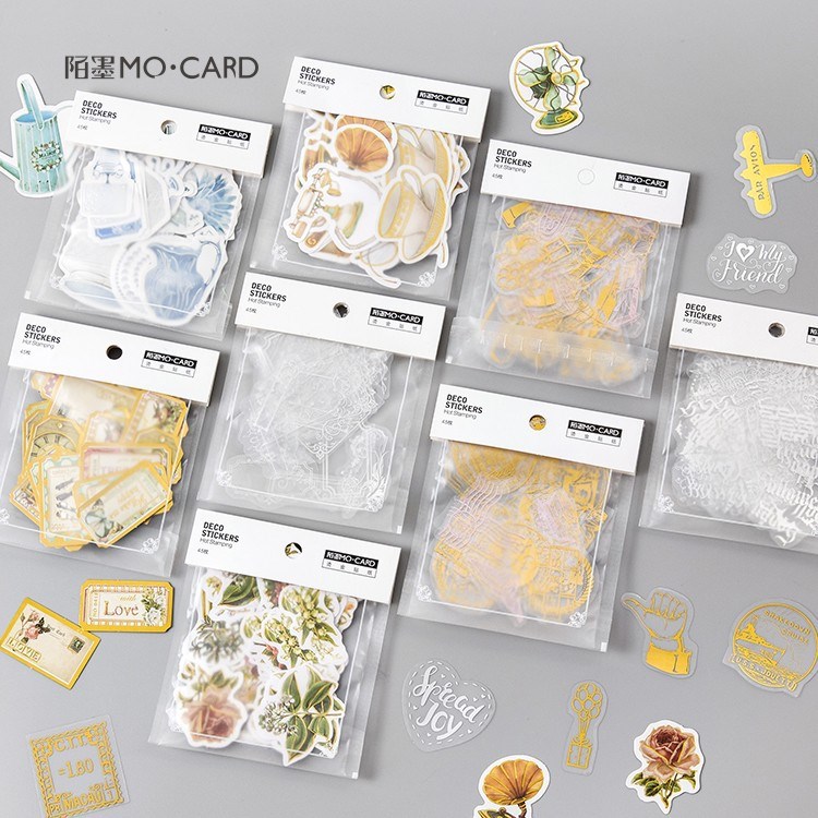 陌墨原創手帳貼紙 復古往事系列 PVC燙金燙銀貼紙 不干膠裝飾貼畫