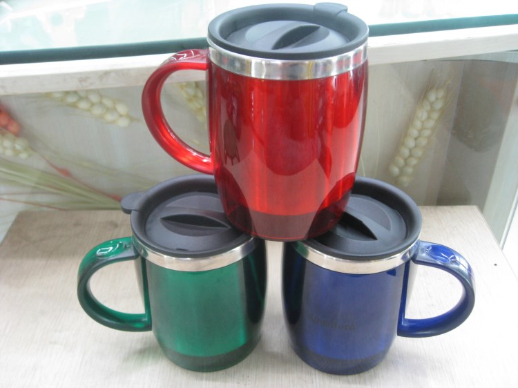 樂派直銷雙層鑼鼓杯印字咖啡杯定制LOGO水杯 茶杯辦公商務杯