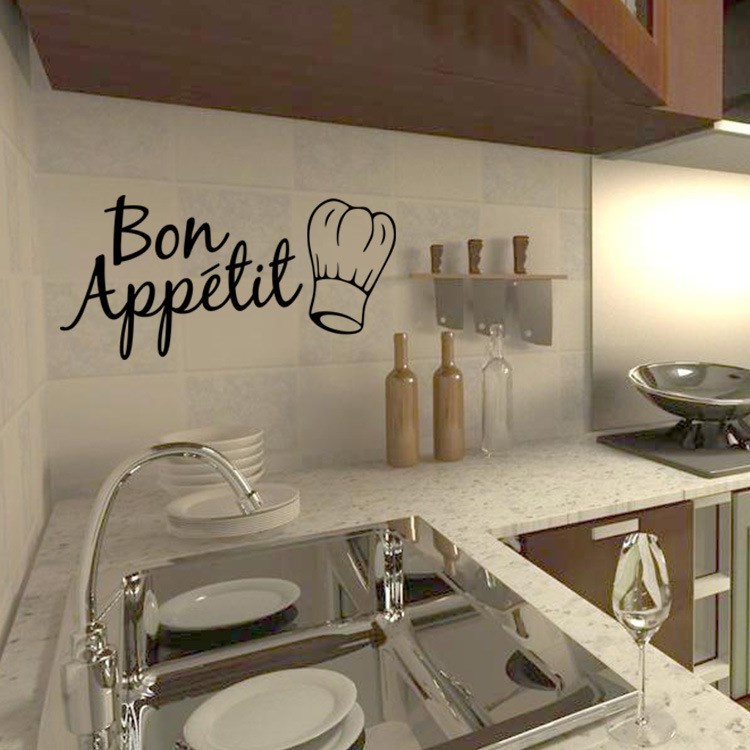 AW4147外貿廚房餐廳Bon Appetit墻貼臥室客廳裝飾貼壁畫一件代發