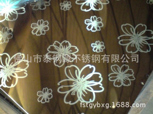 不銹鋼櫥柜門彩板泰鋼源彩色不銹鋼衛浴櫥柜裝飾板-鏡面鈦金菊花