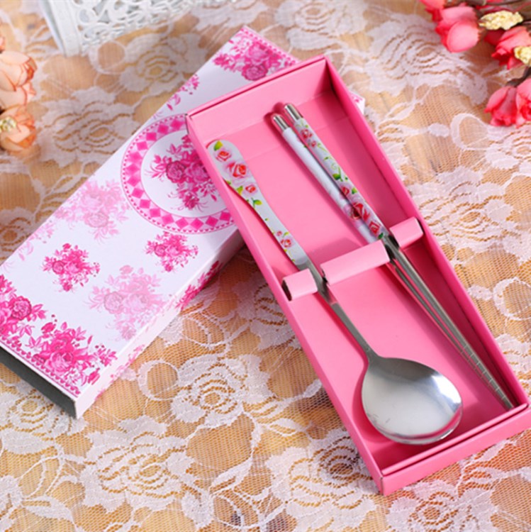 青花瓷不銹鋼勺子筷子套裝實(shí)用精美小禮品兩件套 會(huì)銷禮品贈(zèng)品