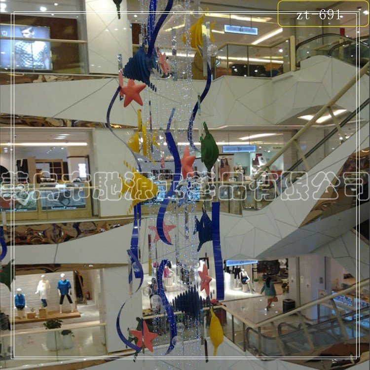 春夏美陳 酒店商場掛飾布置 4S店展廳中庭吊飾 海洋魚吊飾
